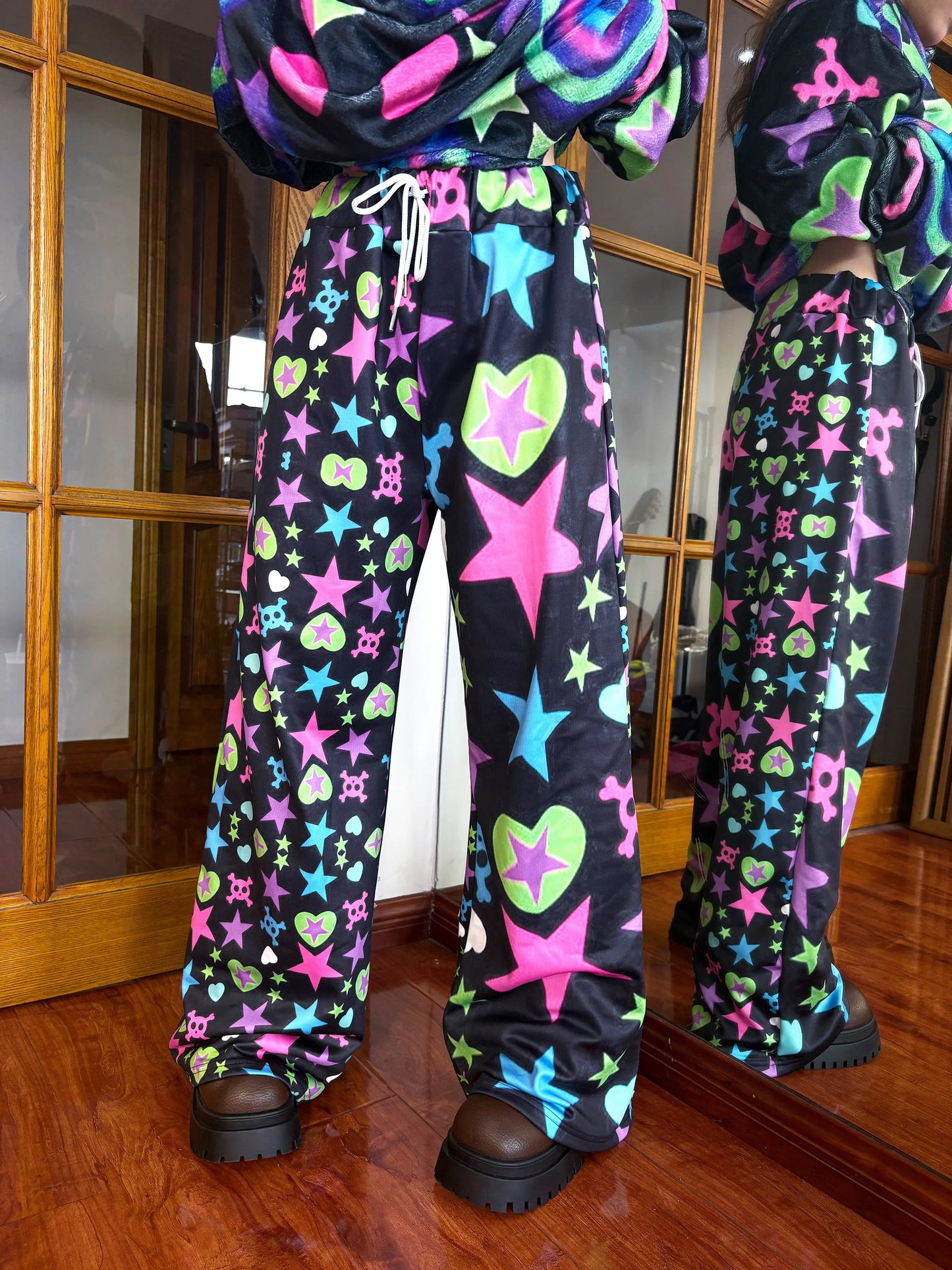 3D Print Harajuku-style Subculture Long Pants, Fluorescent Colorful