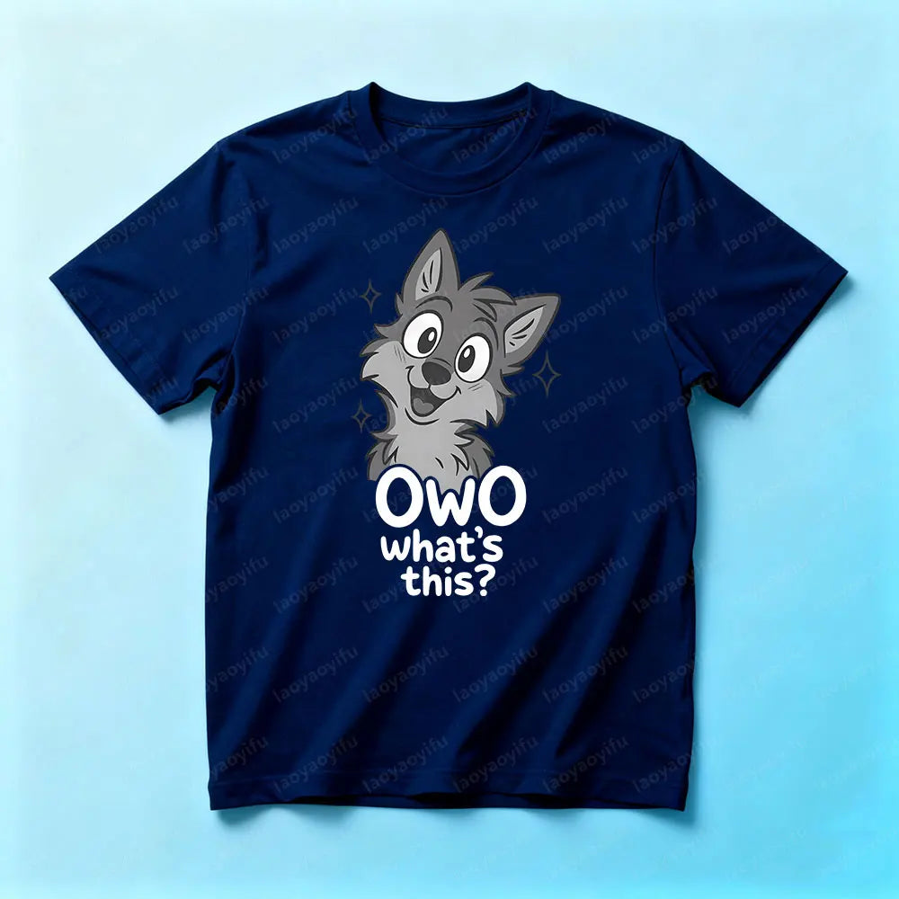 "OwO What's This ?" Cute Unisex Furry Wolf Printed Tshirt