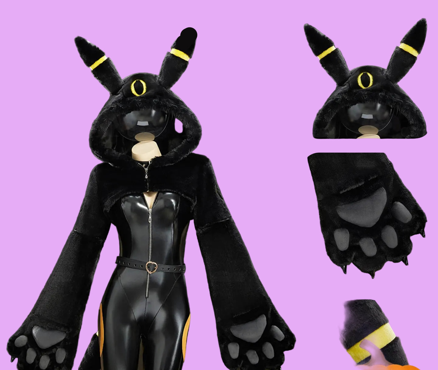 Eeveelution Cosplay Costume Leather Jumpsuit Tail Suit Bunny Girl Roleplay