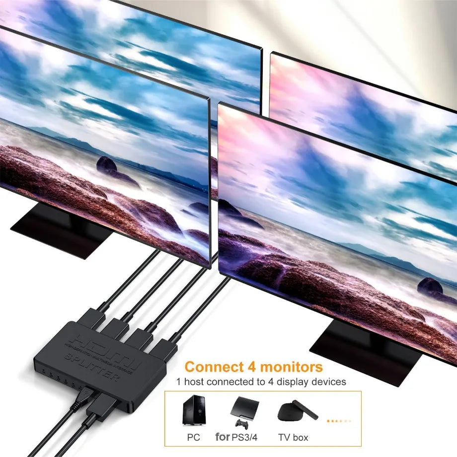 4K 2K HDMI Splitter 1 in 4 out 4x1 HDMI Switch HDMI-compatible Adapter