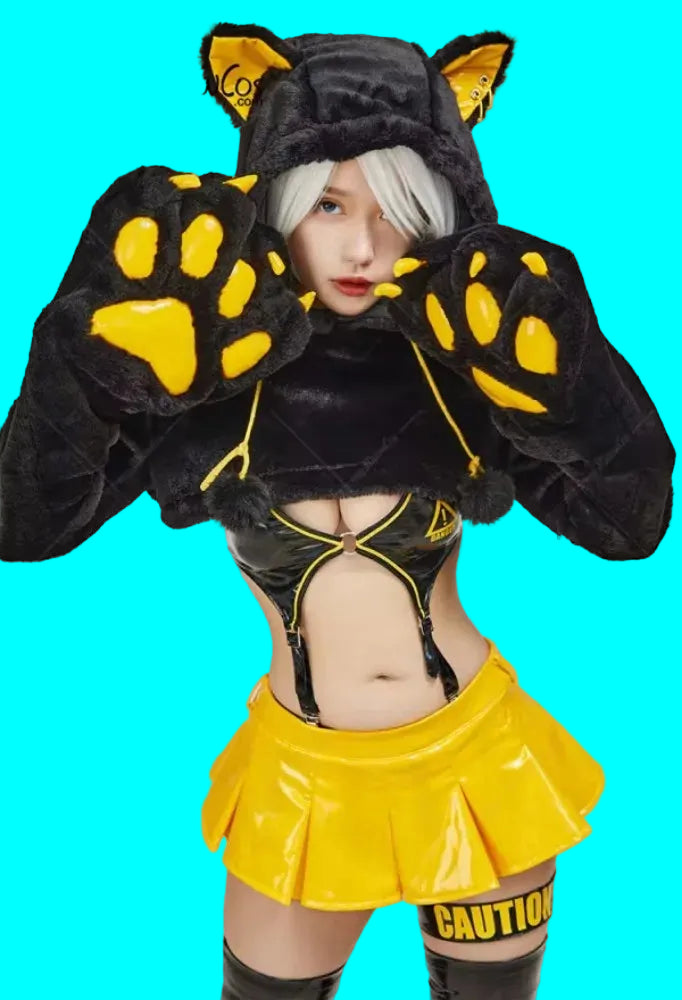 Fierce Fantasy Gothic Dark Yellow Maid Lingerie Set