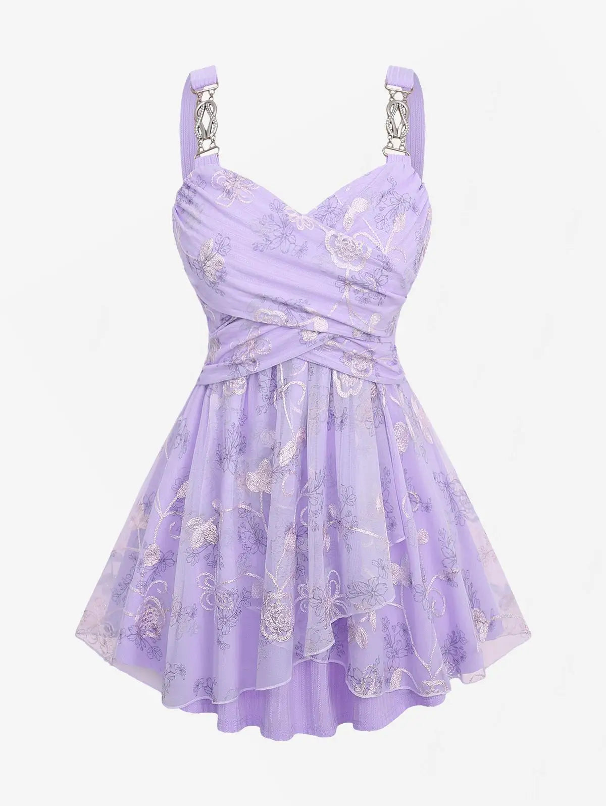 Plus Size Tank Top Light Pink Summer Flower Print