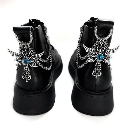 1pc Devil Eye Titanium Steel  Metal Entagram Pendant Shoe Chain Decoration