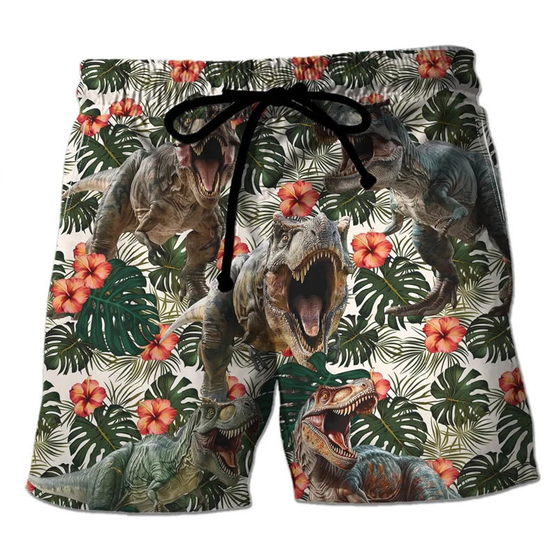Funny 3D Printing Dinosaur Beach Shorts