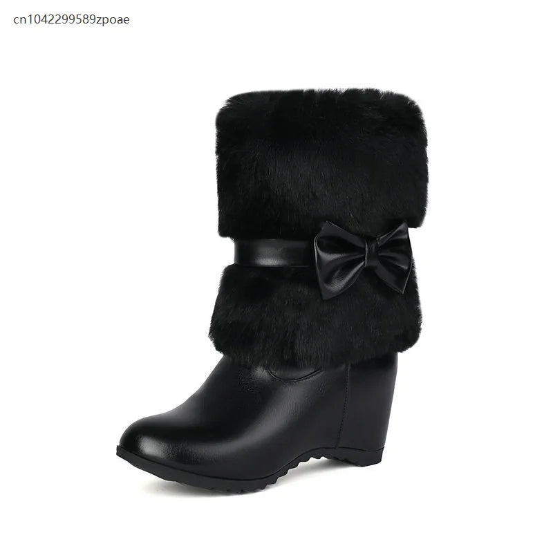 Women's Pink, Black or White Cute Plush Short Ankle Boots