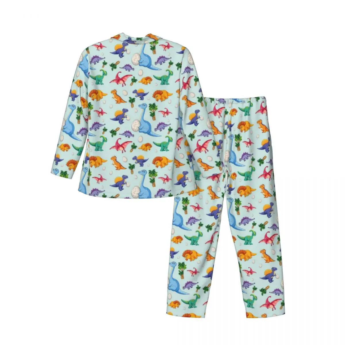 Colorful Cute Dinosaurs Pajamas Unisex Cartoon Dinos Jungle 2 Pieces