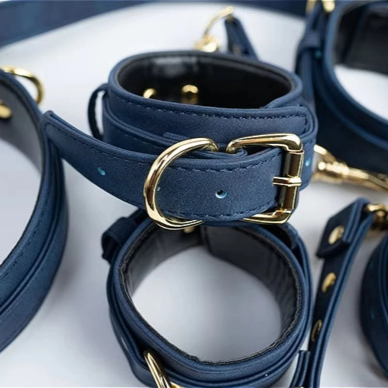 Premium Grain Blue Bondage Kit Restraints Set Erotic BDSM Adult