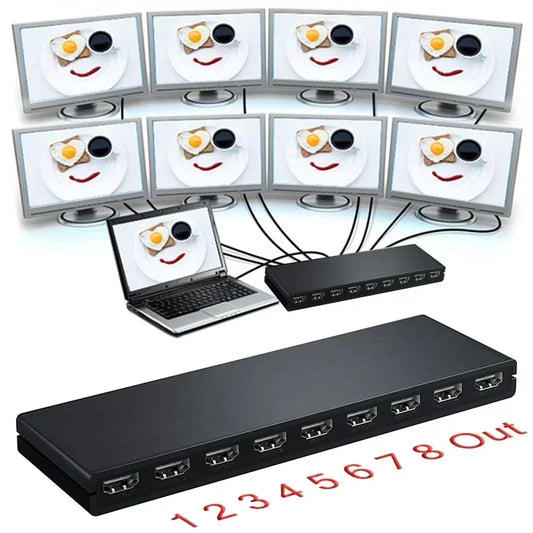 4K 1x8 HDMI Splitter 1 in 8 Out HDMI Video Distributor Converter Multi Screen Display for PS4 Xbox Camera Laptop To TV Monitor