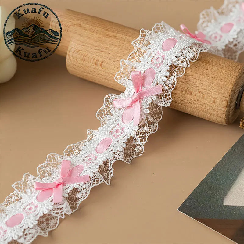1 Yard Lace Trim Pleated Fabric Ruffle Ribbon Edge