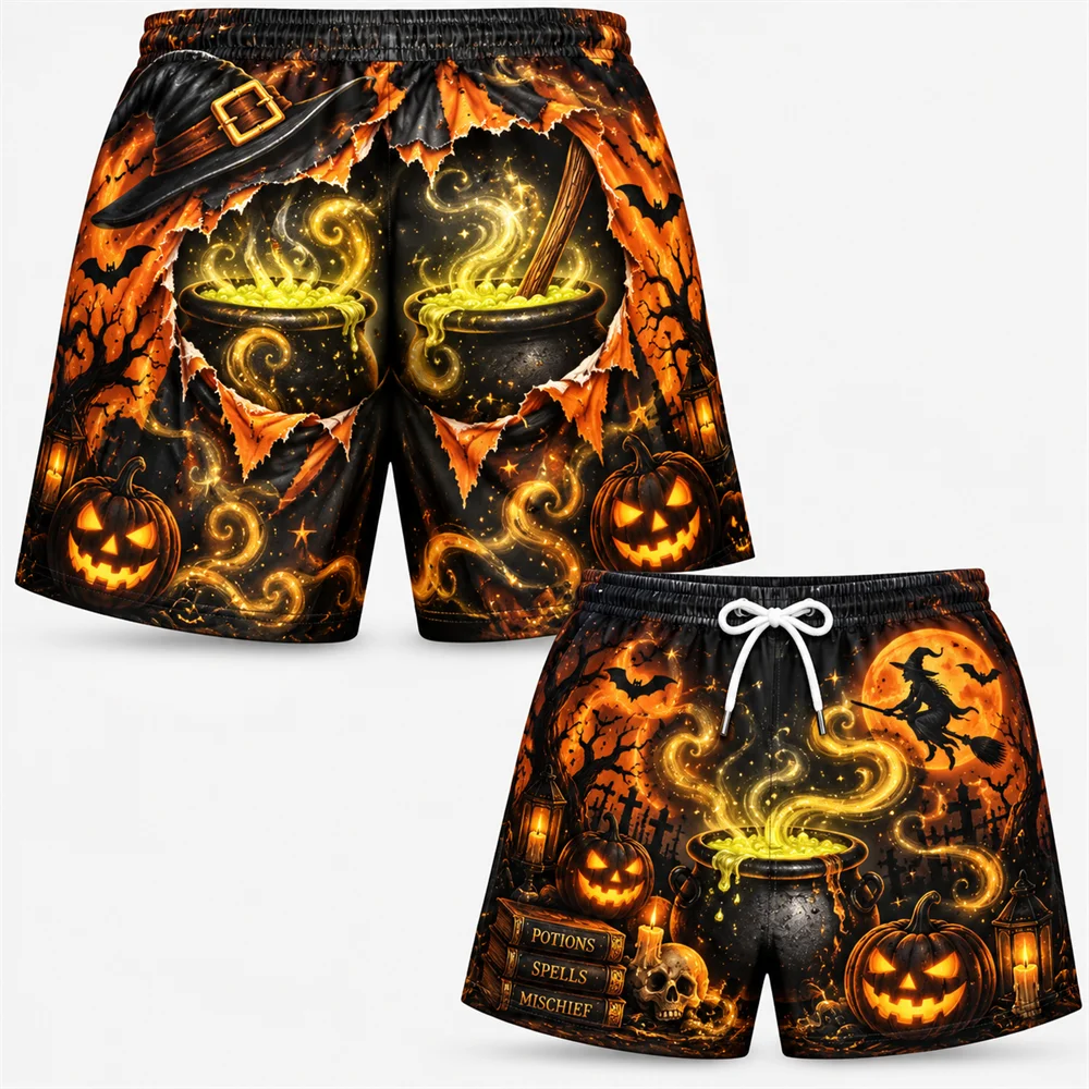 Funny Halloween Fake Buttocks Board Shorts For Men