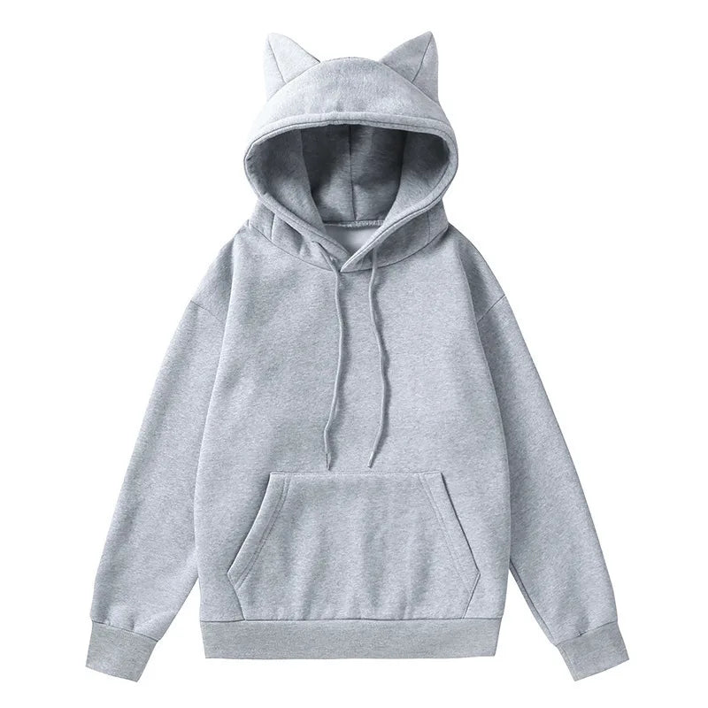Unisex Cat's ears hooded fleece sweater