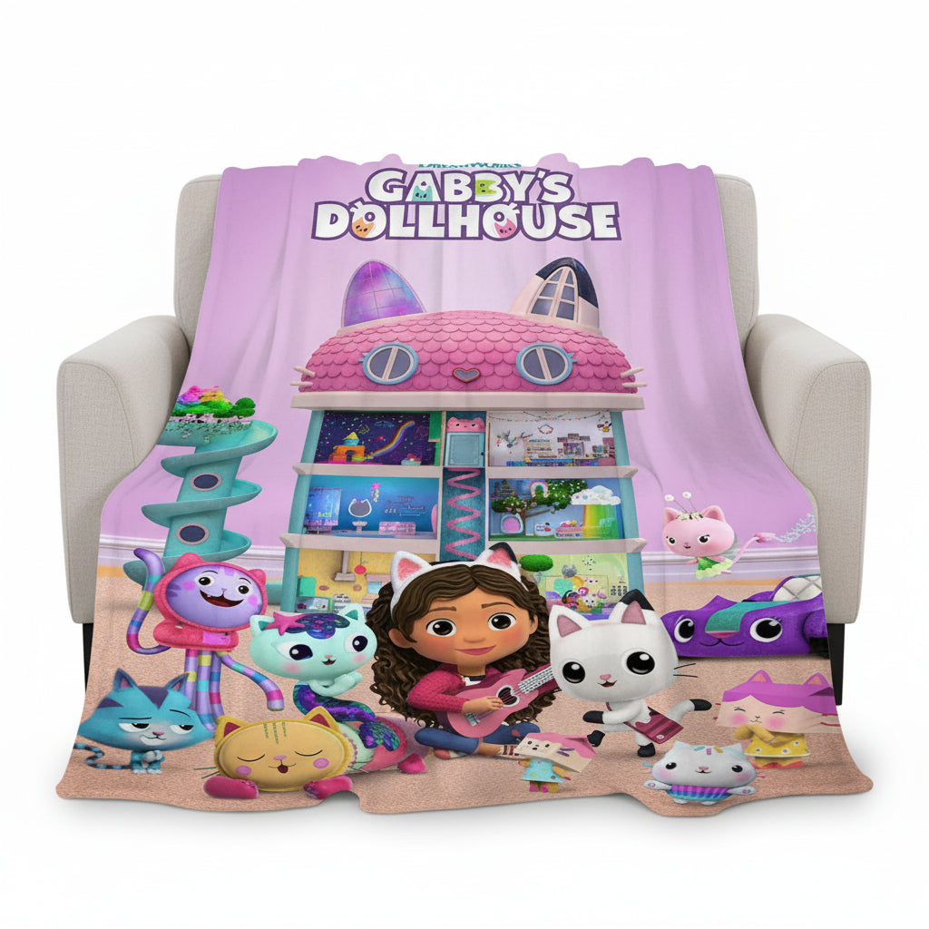 G-Gabbys D-Dollhouse Flannel Blanket Sofa Winter Lovely Warm Bed Fleece Custom Fluffy Soft Blankets Microfiber Bedding Kids Gift