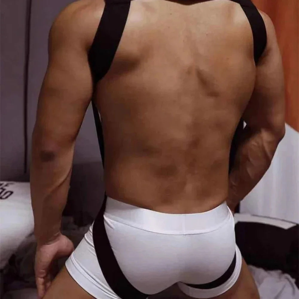Male Bondage Set Harness Elastic Lingerie Chest Cage Straps with Hollow Out Belts