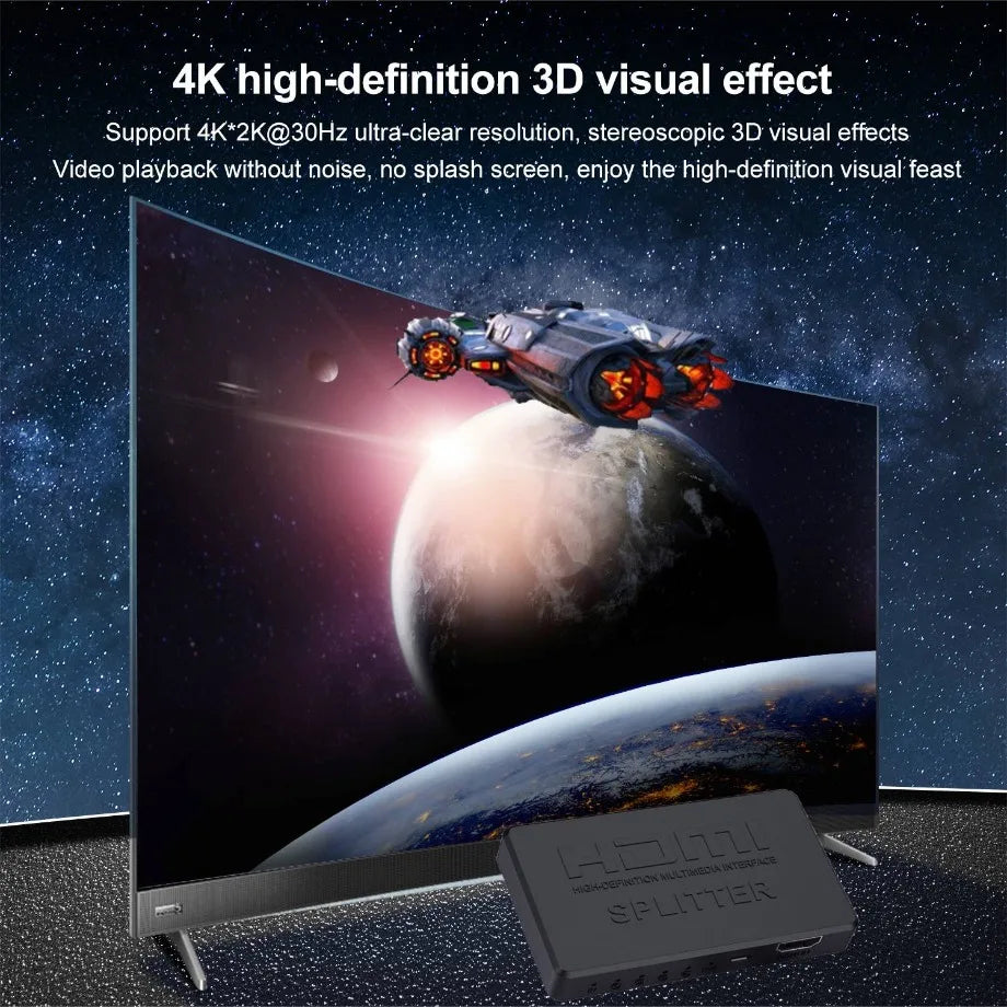 4K 2K HDMI Splitter 1 in 4 out 4x1 HDMI Switch HDMI-compatible Adapter