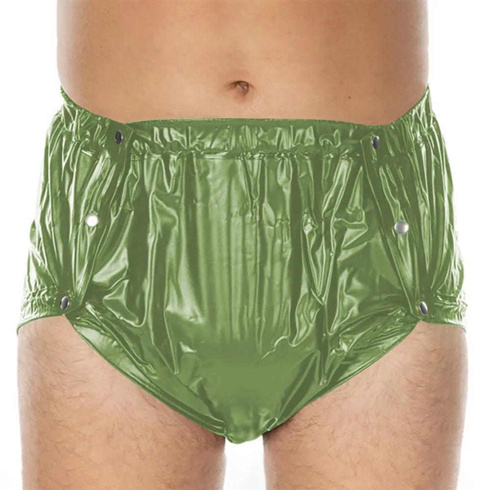 Unisex PVC Shiny Wetlook Button-up Sissy Knicker Nappy Covers for ABDL