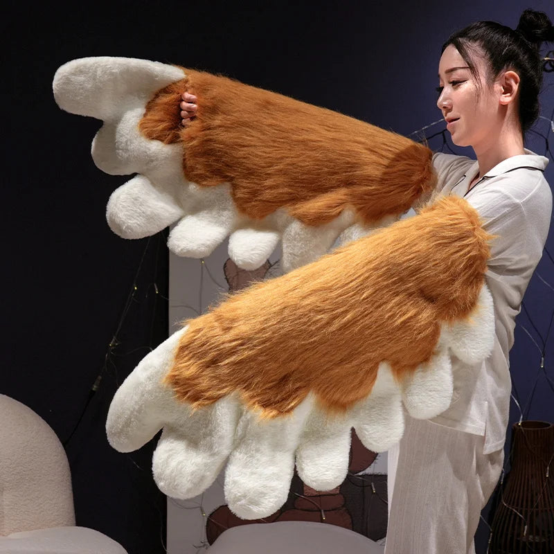 Kawaii Plush Furry Cat Gloves/ Furry Bird Wings or Furry Fox Paws