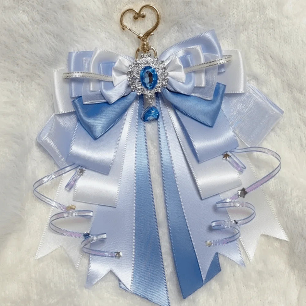 Cute Anime Ita Bag Accessories Multi-layered Bow Pendant Keyring