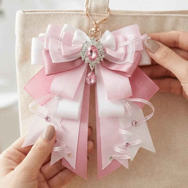 Cute Anime Ita Bag Accessories Multi-layered Bow Pendant Keyring