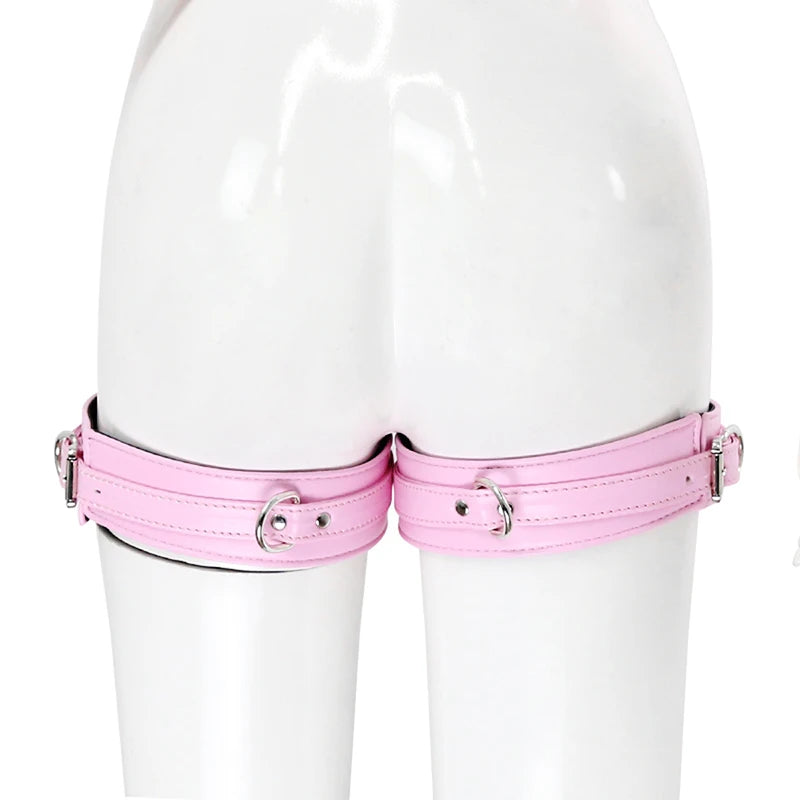 Puppy play SM Bondage Kit  Waistband, Wrist & Thigh Cuffs, Cross Buckle, Adult Games
