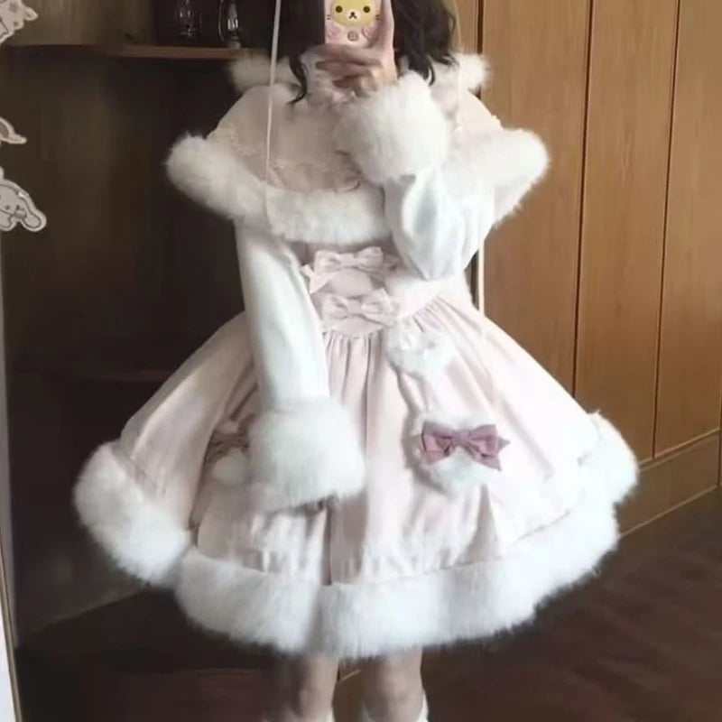 Lolita Style 2-Piece  Kawai Bunny Hooded Cloak Set
