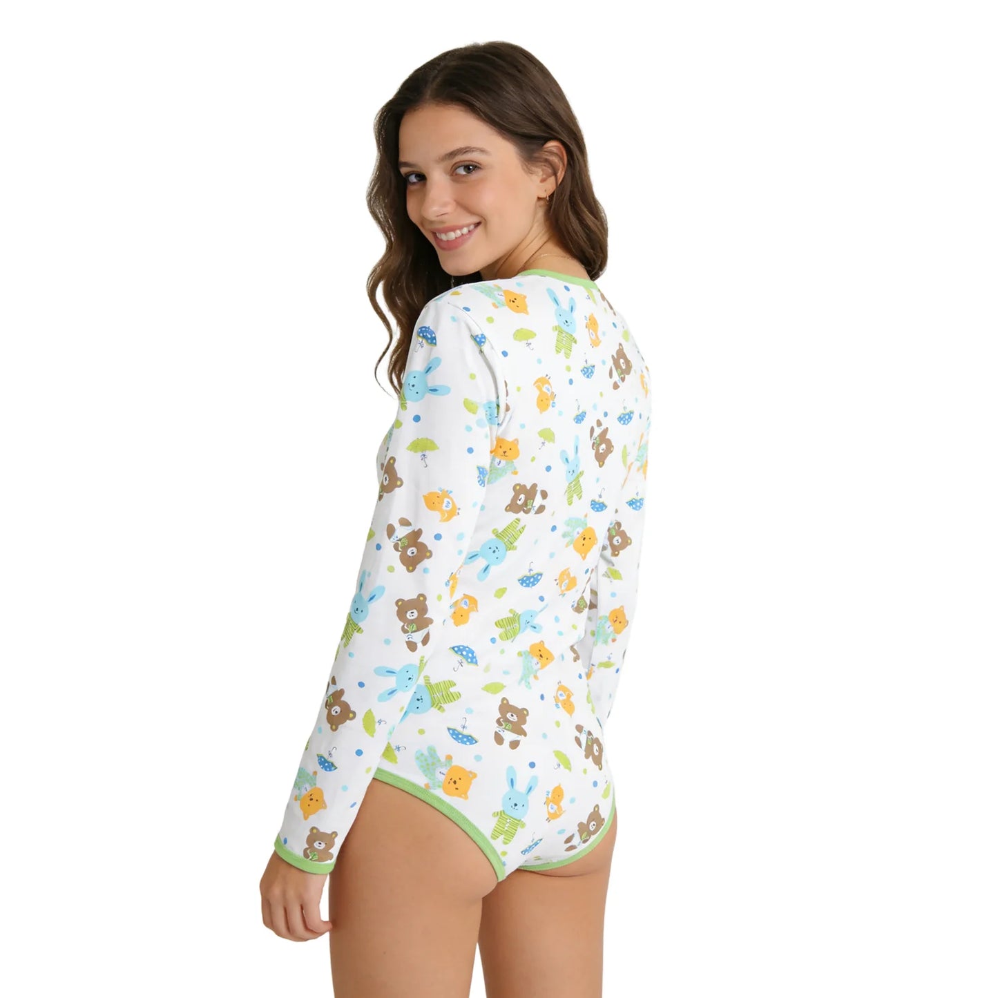 Teddy bodysuit with long sleeve/Cotton Adult size bodysuit romper /ABDL clothes/adult onesie