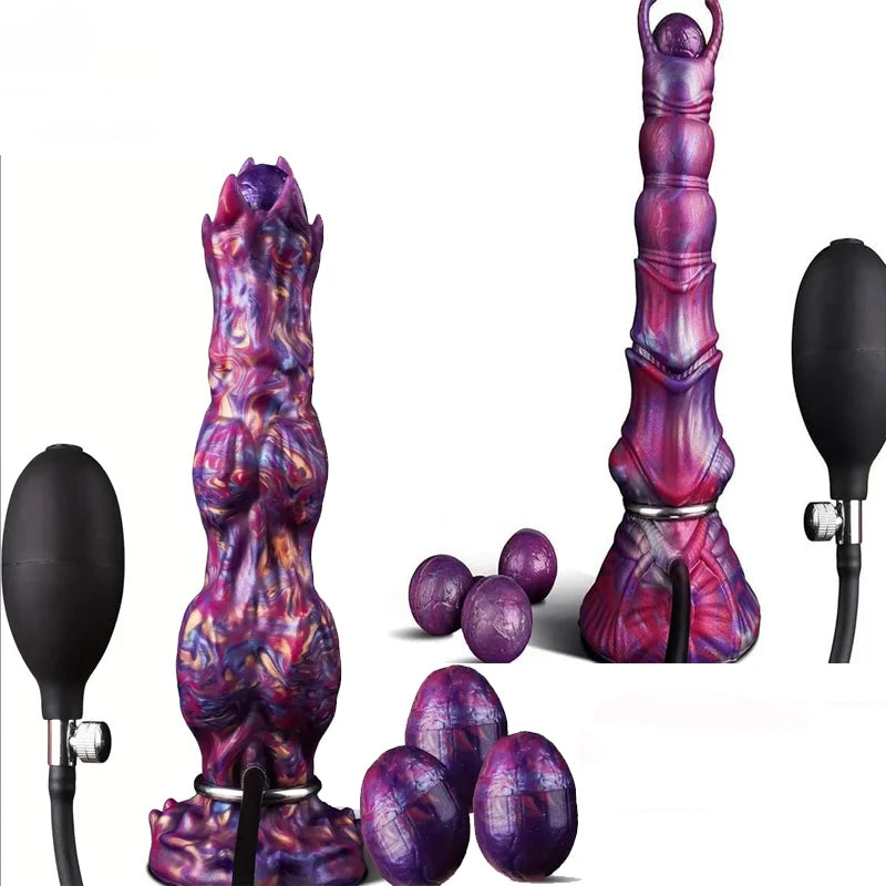 2 Style Inflatable Ovipositor Fantasy Laying Eggs Alien Dildo