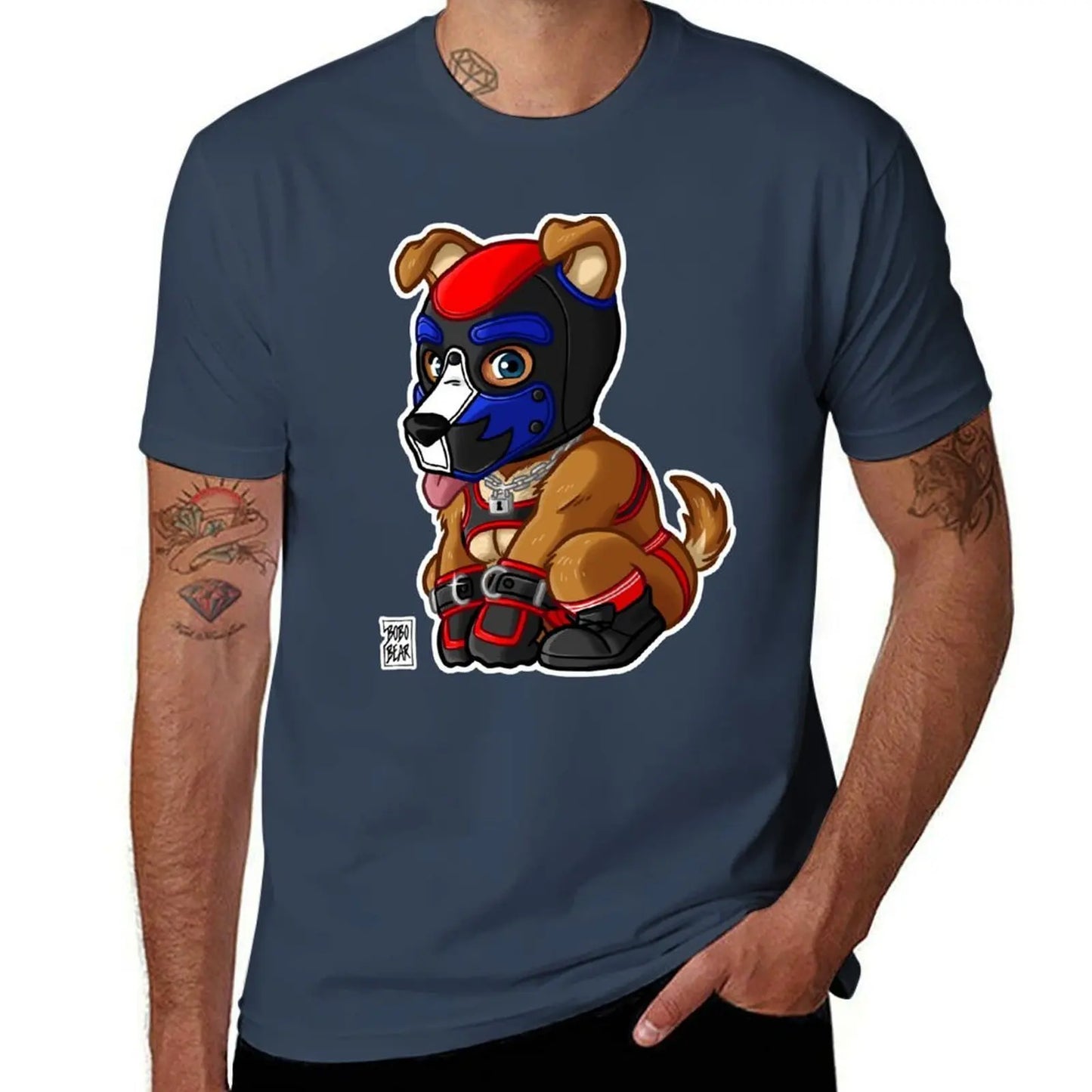 PLAYFUL PUPPY - BLUE RED MASK - BEARZOO SERIES T-Shirt up to 6XL
