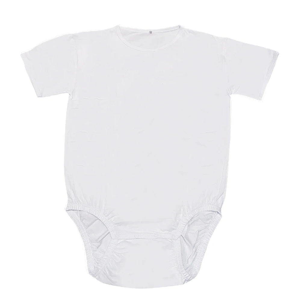 Classic Solid Pink, Blue, White or Black ABDL Adult Romper Snap Crotch