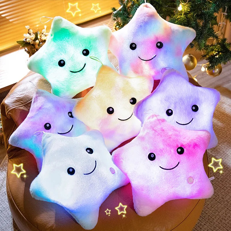 LED Light Star Plush Toy Soft Stuffed Star Pillow