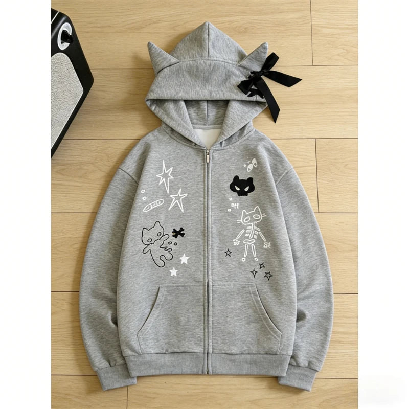 Kawaii Long Sleeve Hoodie with Cat Ears