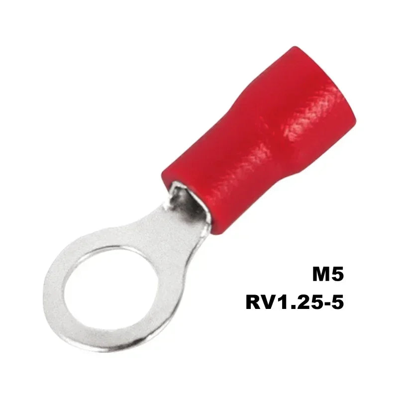 10/50/100Pcs Insulated Ring Terminal Crimp Connector Ring Cable Wire Connectors Cord Pin End Butt Terminals RV1.25 RV2 RV5.5