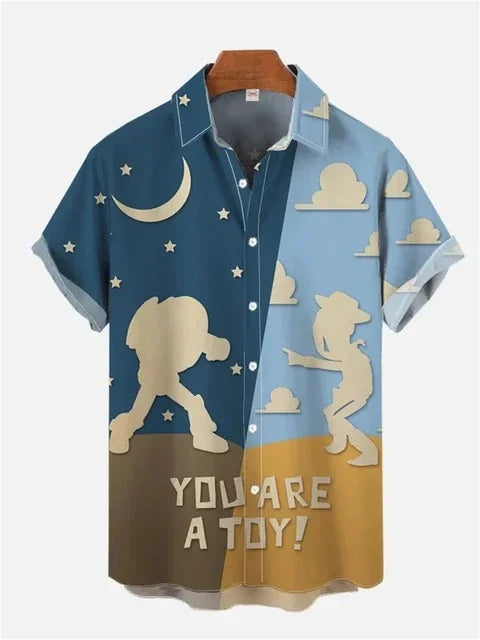 Rainbow Pony Print Men's Short Sleeve Hawaiian Shirt 2026 Loose Fit