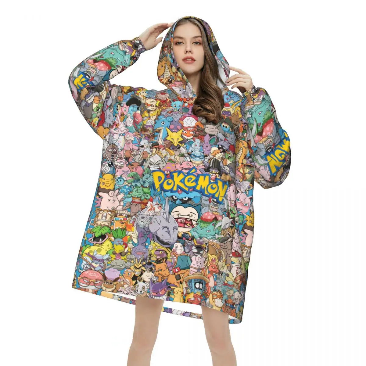 Pokemon Pikachus Blanket Hoodie Wearable Blanket Large with Pocket Warm Cozy Onesie