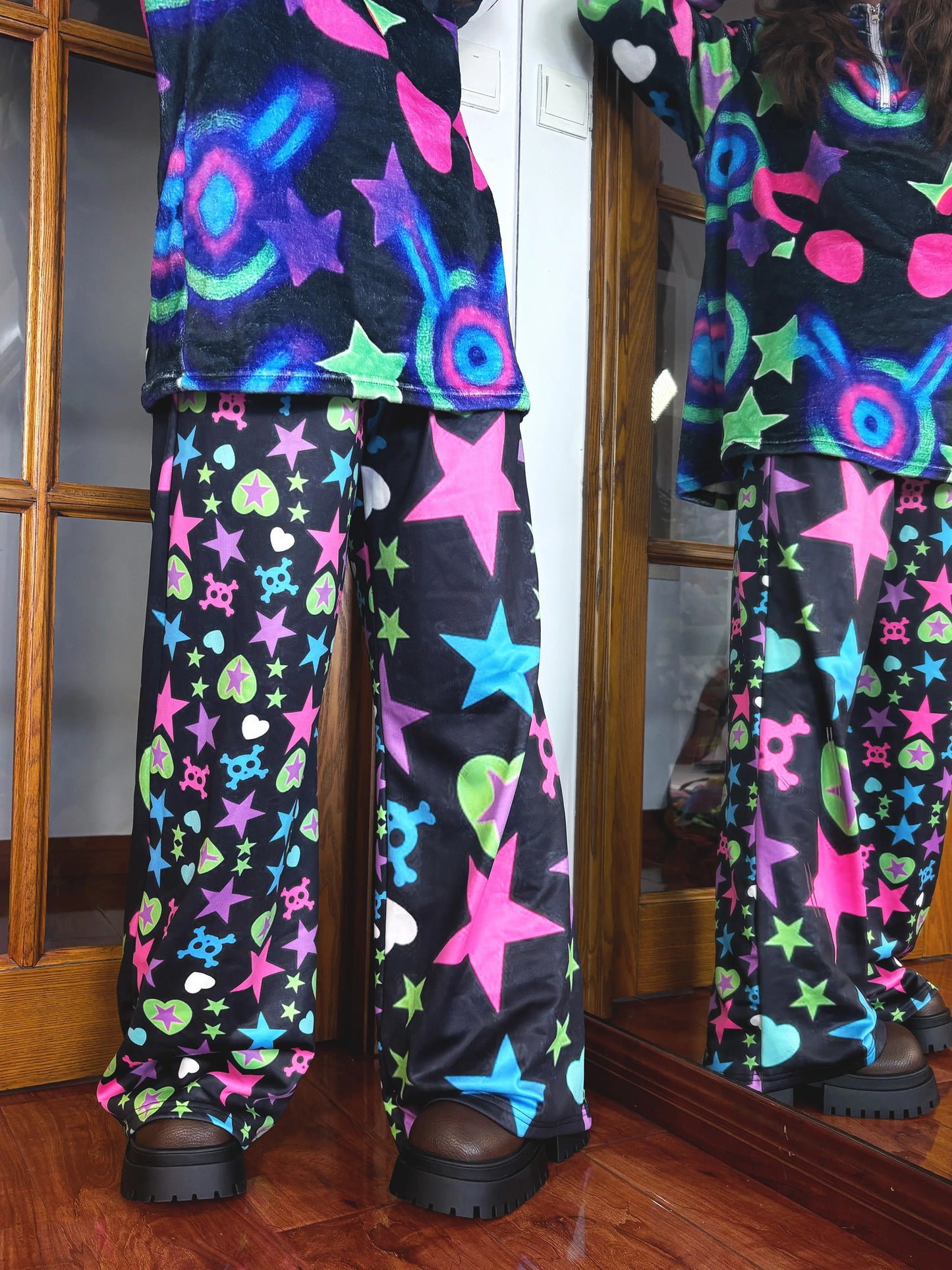 3D Print Harajuku-style Subculture Long Pants, Fluorescent Colorful
