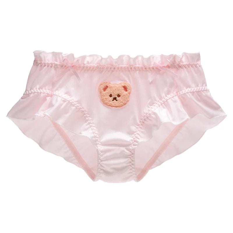 Milk Silk Middle Waist Lovely Cartoon Bear Panties