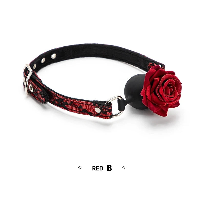 Rose Mouth Gag Retro Lace Pattern BDSM Bondage