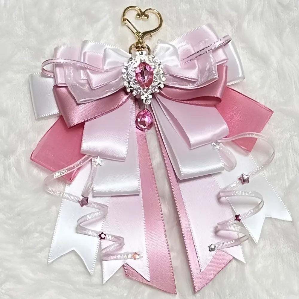 Cute Anime Ita Bag Accessories Multi-layered Bow Pendant Keyring