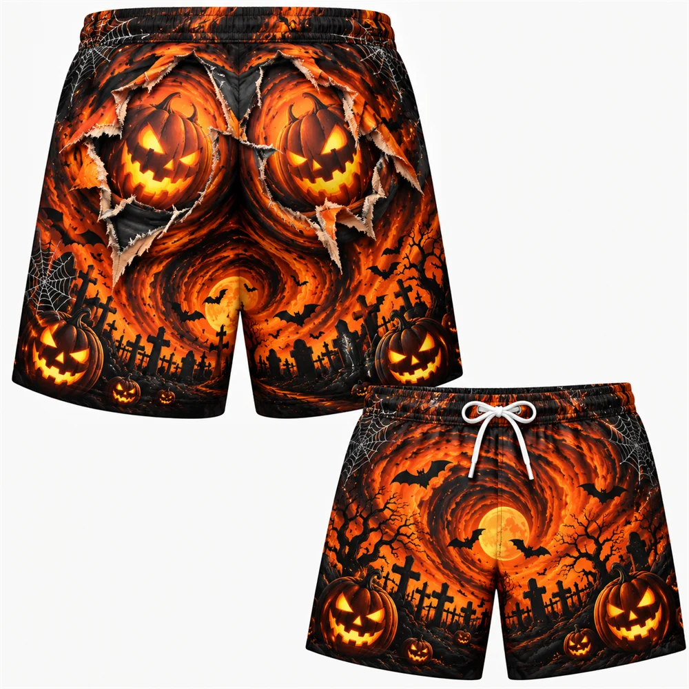 Funny Halloween Fake Buttocks Board Shorts For Men