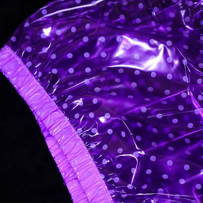 PVC Waterproof Dot Graphics Sheer Mini Shorts Elastic Waist