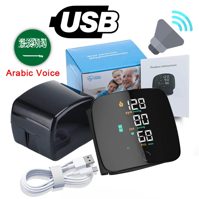 LED Wrist Blood Pressure Monitor Rechargeable