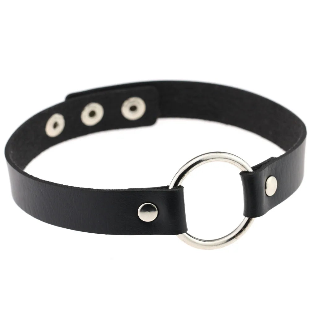Gothic PU Leather Tassel Chain Choker Collars