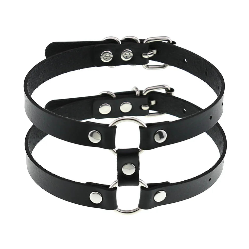 Gothic PU Leather Tassel Chain Choker Collars