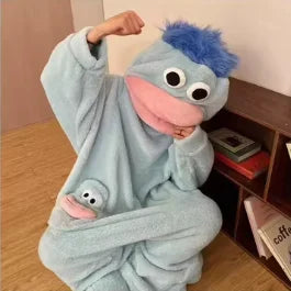 Generic Big Mouth Monster Onesie Pajamas Winter Thick Coral Fleece Ugly/Cute/ Funny/Warm Loungewear For Adults