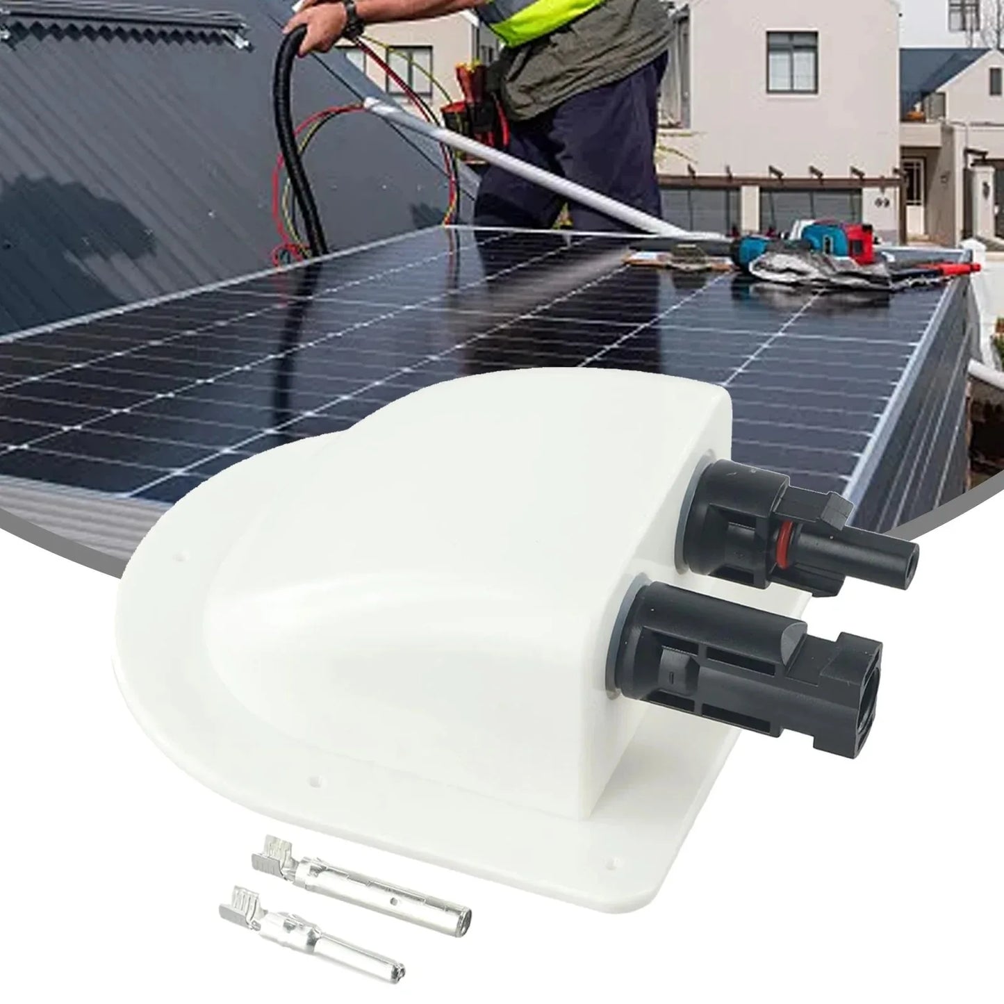 Waterproof Car Junction Box Solar Panel Cable Entry Gland Sealing Box Double Hole Curved Connector for RV Caravan Motorhome Boat