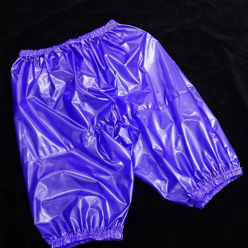 ABDL Soft Smooth Half Diaper Pants, Pants Glossy PVC Plastic Shorts Waterproof