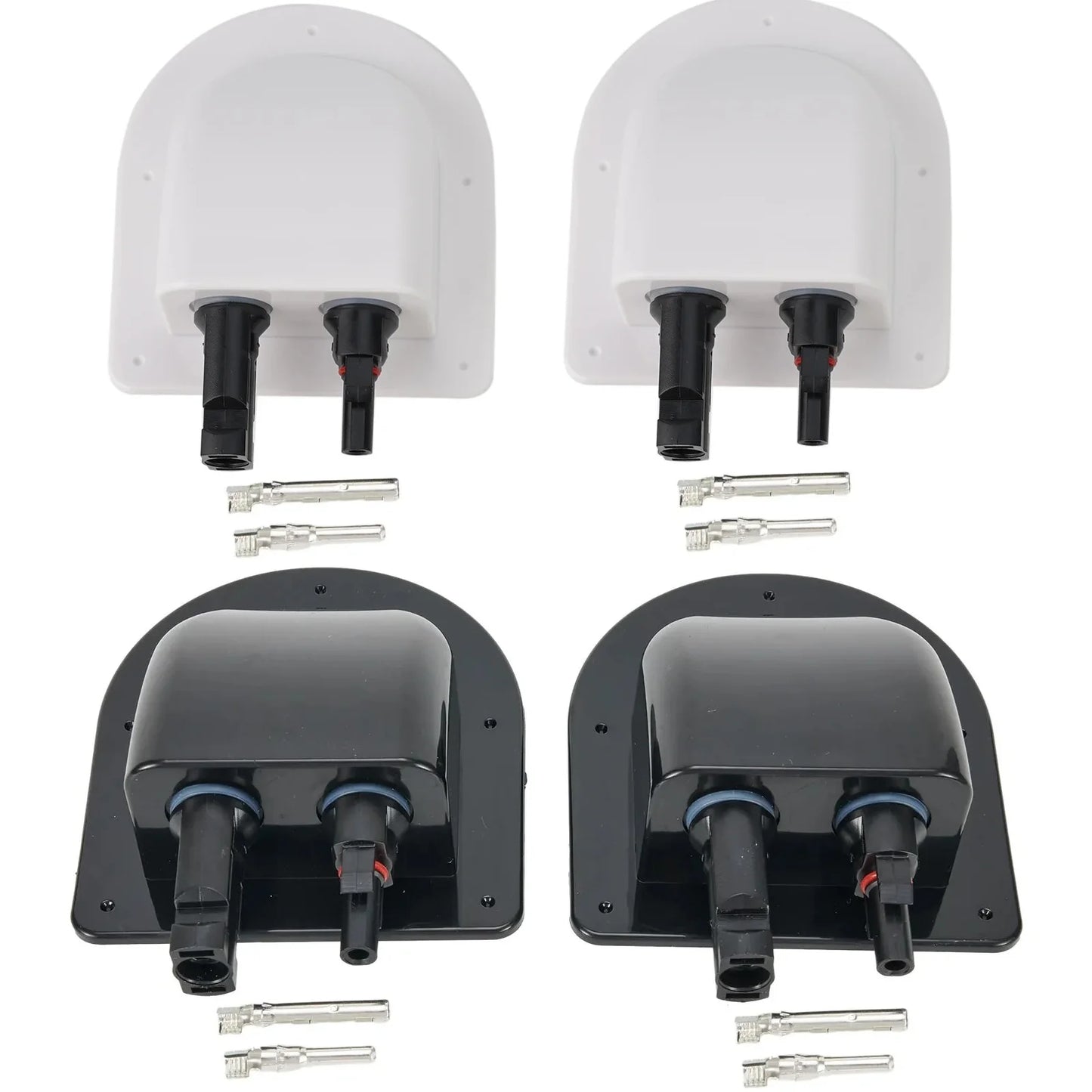 Waterproof Car Junction Box Solar Panel Cable Entry Gland Sealing Box Double Hole Curved Connector for RV Caravan Motorhome Boat
