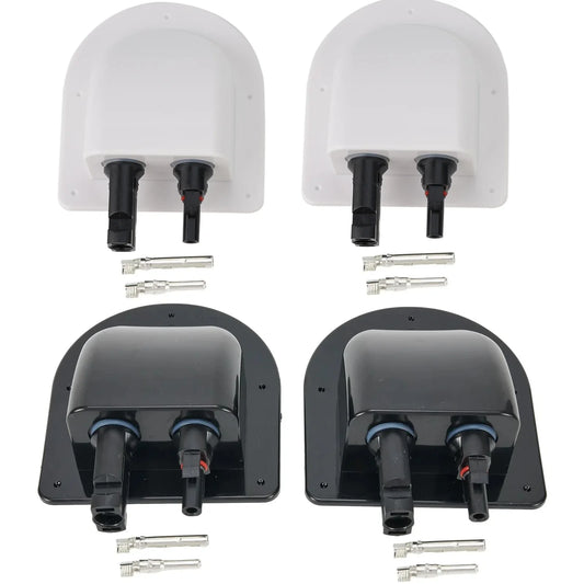 Waterproof Car Junction Box Solar Panel Cable Entry Gland Sealing Box Double Hole Curved Connector for RV Caravan Motorhome Boat