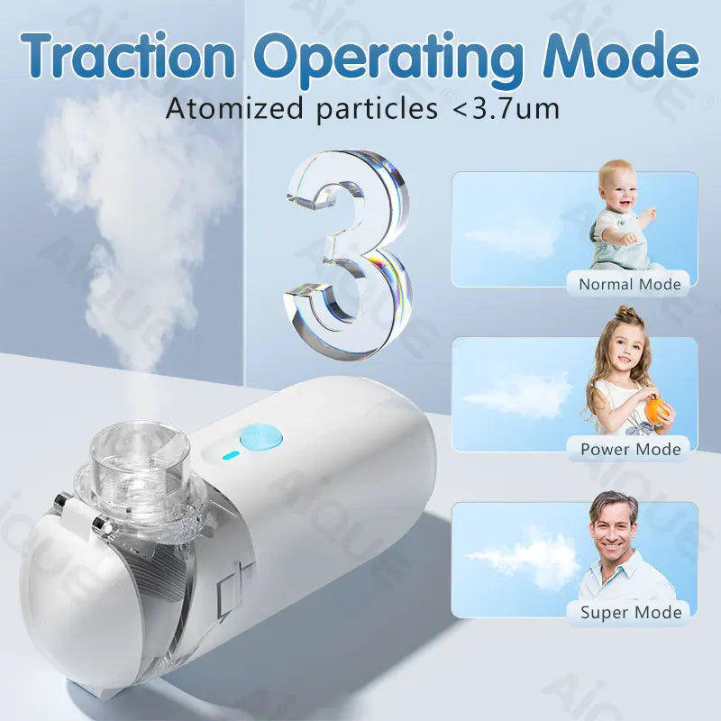 AiQUE Silent 3.7μm Mini Portable Nebulizer Shipping Free Medical Ultrasound Breathing Inhaler  Runny Nose Mobile Steam Device