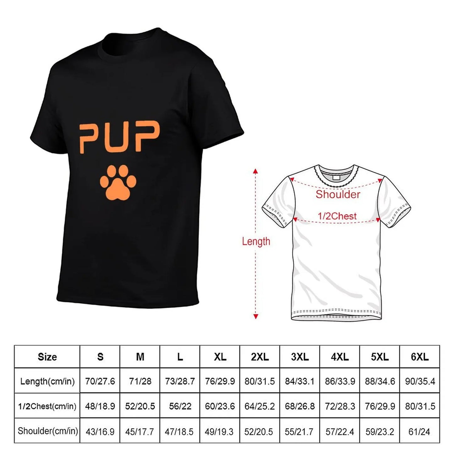 PUP Paw Print - Orange T-Shirt oversized mens cotton t shirts