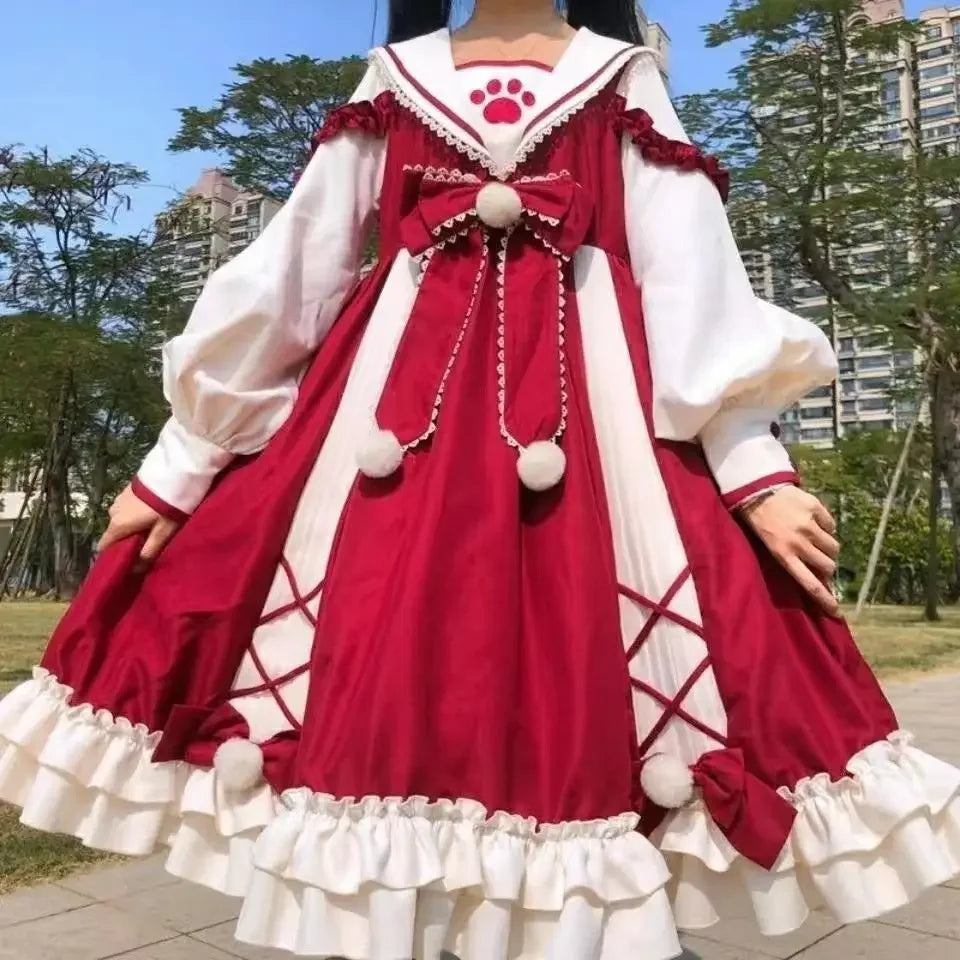 Plus Size Kawaii Dress Long Sleeve Ball Gown